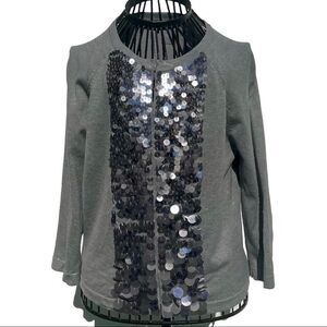Ann Taylor Gray Silk Sequin Cardigan